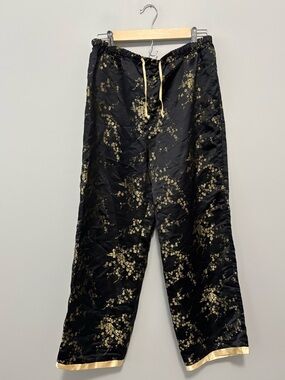 Kenji Unisex Asian Inspired Black & Gold Floral Lounge Pants